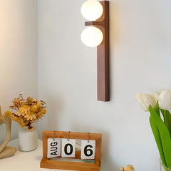 Alphard Walnut Twin Globe Wall Lamp