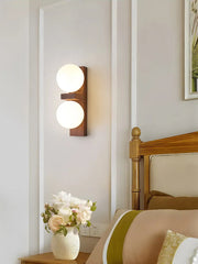 Alphard Walnut Twin Globe Wall Lamp