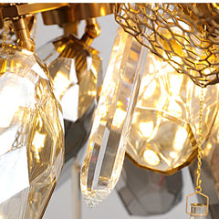 Merope Faceted Leaf Rod Chandelier