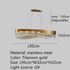 Nahn Oval Crystal Drop Band Chandelier