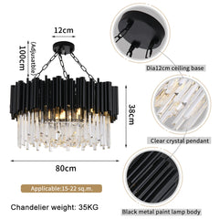 Mensae Black Tube Crystal Chandelier