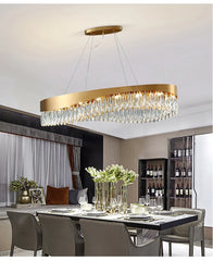 Nahn Oval Crystal Drop Band Chandelier