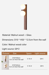 Alphard Walnut Twin Globe Wall Lamp