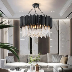 Mensae Black Tube Crystal Chandelier