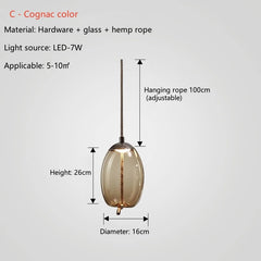 Propus Rope Glass Pendant Lamp