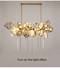Merope Faceted Leaf Rod Chandelier