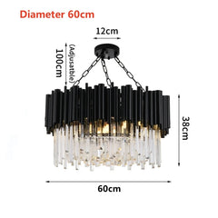 Mensae Black Tube Crystal Chandelier