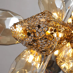 Merope Faceted Leaf Rod Chandelier