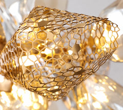 Merope Faceted Leaf Rod Chandelier