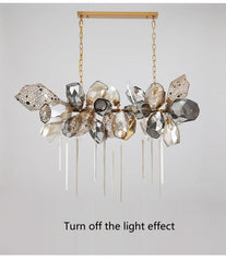 Merope Faceted Leaf Rod Chandelier