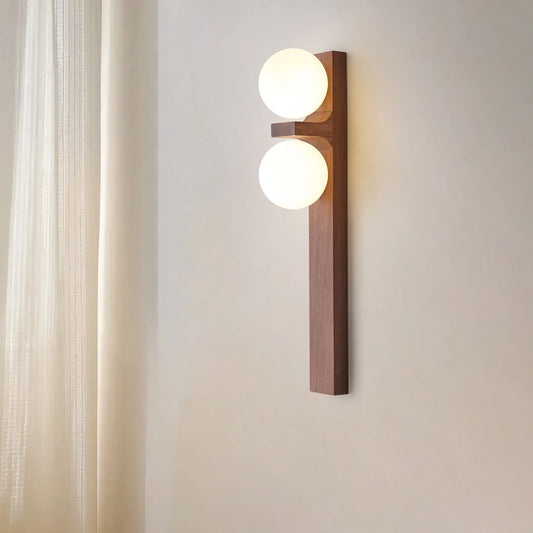 Alphard Walnut Twin Globe Wall Lamp