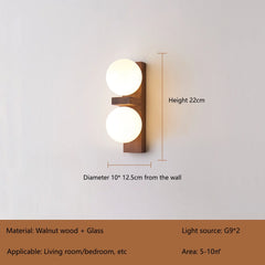 Alphard Walnut Twin Globe Wall Lamp