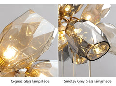 Merope Faceted Leaf Rod Chandelier