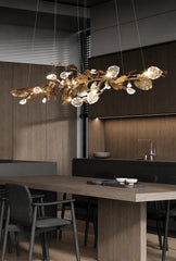 Merope Copper Glass Leaf Chandelier