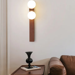 Alphard Walnut Twin Globe Wall Lamp