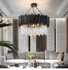 Mensae Black Tube Crystal Chandelier