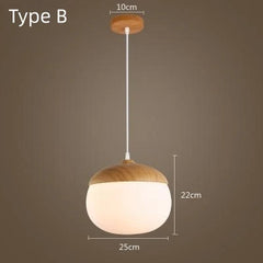 Achird Wood Cap Globe Pendant Lamp