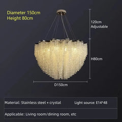 Alruba Beaded Crystal Bowl Chandelier