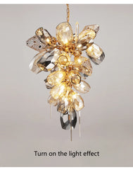 Merope Faceted Leaf Rod Chandelier