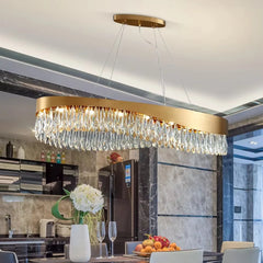 Nahn Oval Crystal Drop Band Chandelier