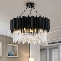 Mensae Black Tube Crystal Chandelier