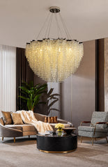 Alruba Beaded Crystal Bowl Chandelier