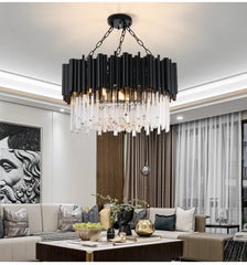 Mensae Black Tube Crystal Chandelier