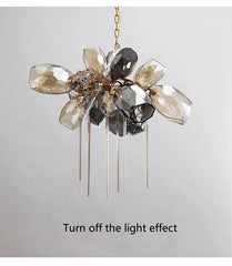 Merope Faceted Leaf Rod Chandelier