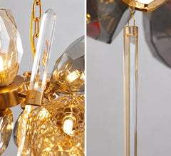 Merope Faceted Leaf Rod Chandelier