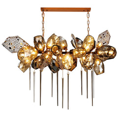 Merope Faceted Leaf Rod Chandelier