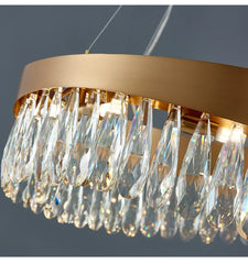 Nahn Oval Crystal Drop Band Chandelier
