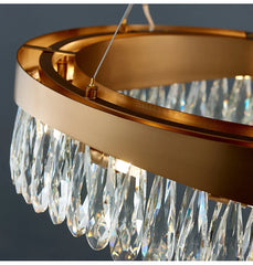 Nahn Oval Crystal Drop Band Chandelier
