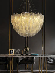 Alruba Beaded Crystal Bowl Chandelier