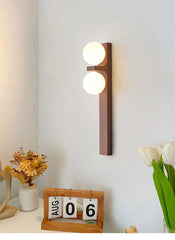 Alphard Walnut Twin Globe Wall Lamp