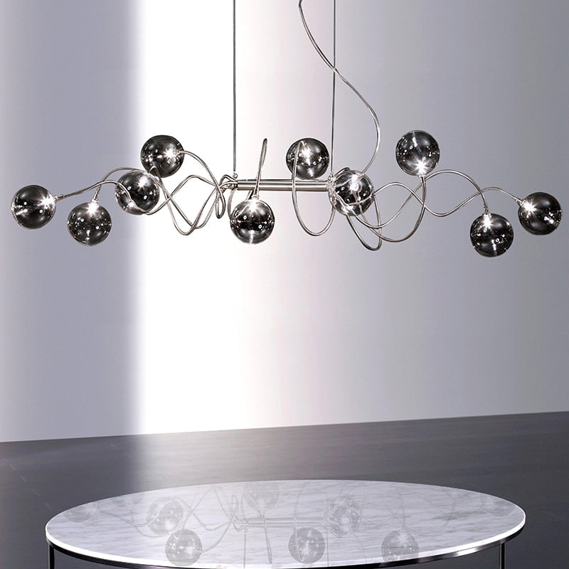 Smoke Gray Glass Ball Chandelie