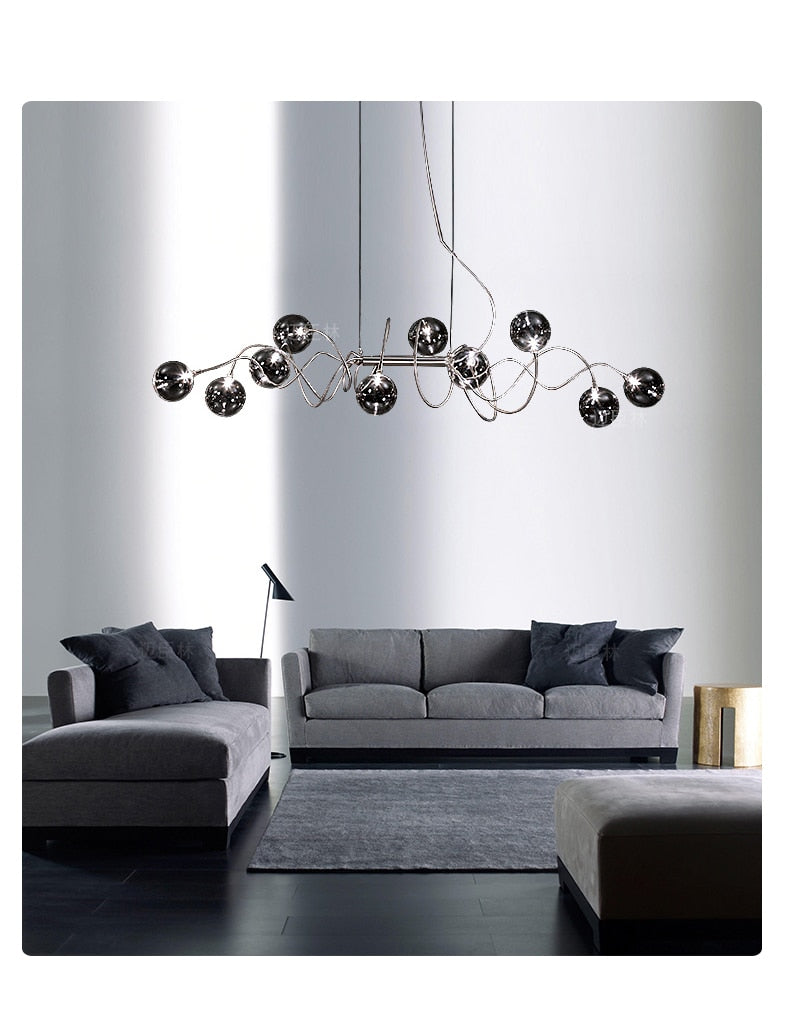 Smoke Gray Glass Ball Chandelie