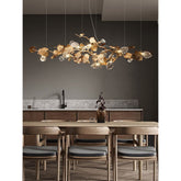 Pleione Brass Glass Leaf Chandelier