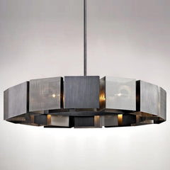 Luxury Black Metal Round LED Chandelier - Galastellar