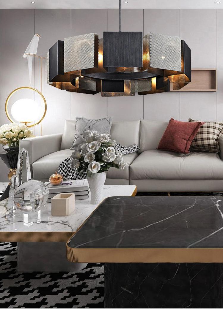 Luxury Black Metal Round LED Chandelier - Galastellar