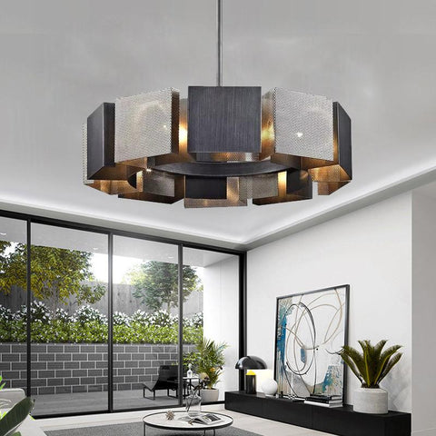 Luxury Black Metal Round LED Chandelier - Galastellar Luxury Black Metal Round LED Chandelier - Galastellar