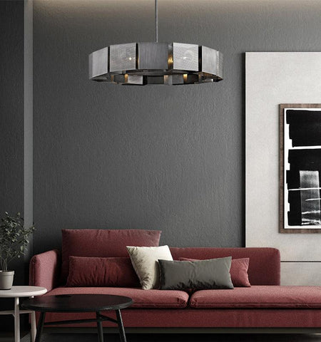 Luxury Black Metal Round LED Chandelier - Galastellar Luxury Black Metal Round LED Chandelier - Galastellar