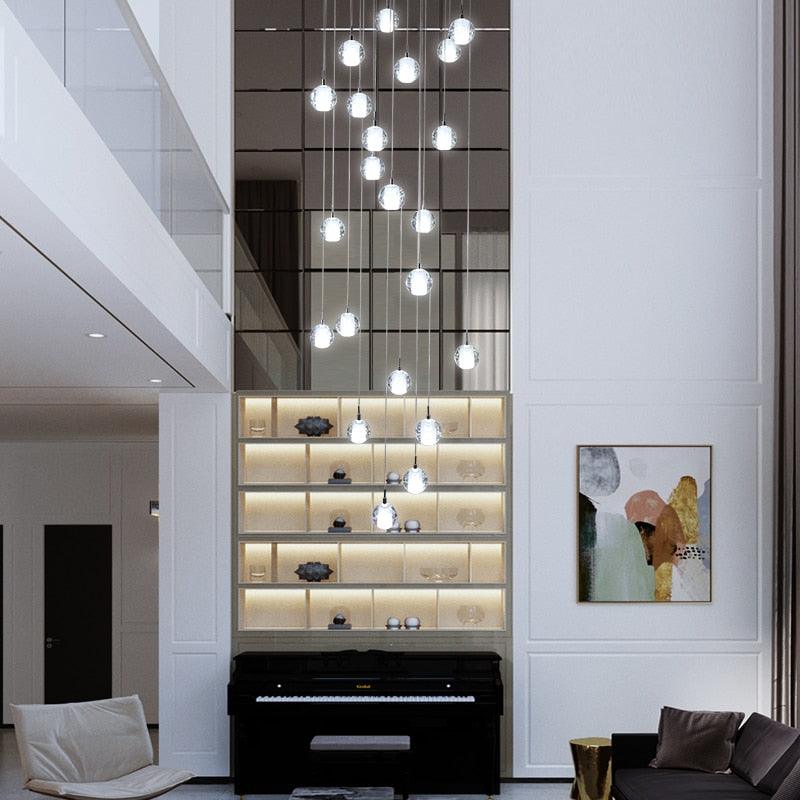 Modern Crystal Ball Stairs Chandelier - Galastellar