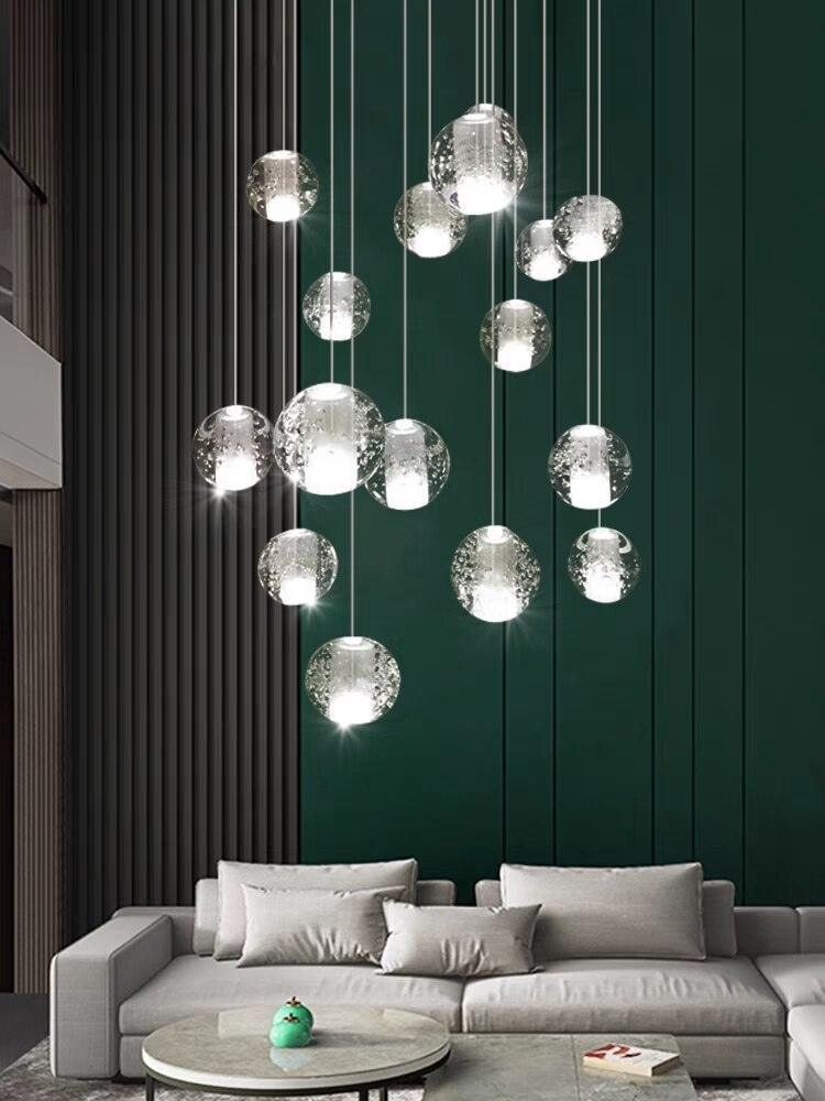 Modern Crystal Ball Stairs Chandelier - Galastellar