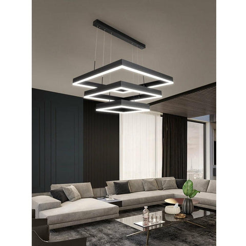 Nordic LED Black Square Chandelier - Galastellar