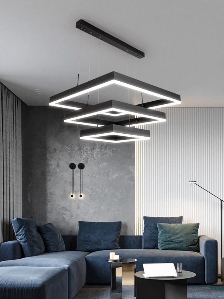 Nordic LED Black Square Chandelier - Galastellar