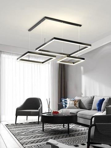 Nordic LED Black Square Chandelier - Galastellar