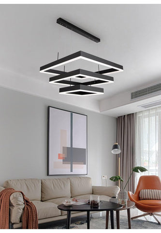 Nordic LED Black Square Chandelier - Galastellar