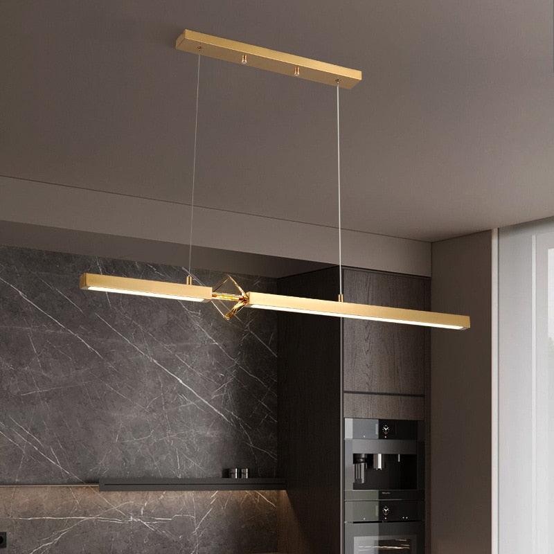 Nordic Long Strip Crystal LED Pendant Lamp - Galastellar