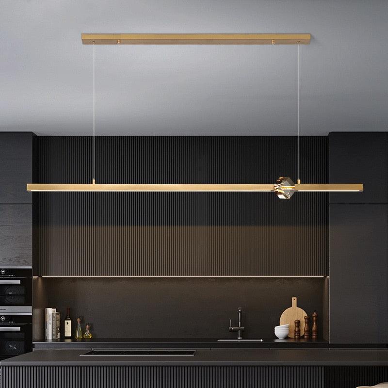 Nordic Long Strip Crystal LED Pendant Lamp - Galastellar