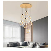 Nordic Luxury Aluminum Ring Staircase Chandelier - Galastellar